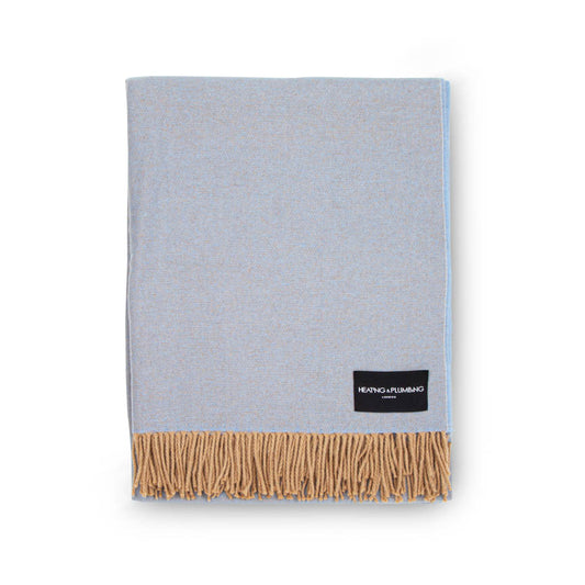 Love Stories - 100% Cashmere Blanket - Baby Blue & Light Brown - Reversible