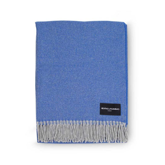 Love Stories - 100% Cashmere Blanket - Cobalt Blue & French Grey Reversible