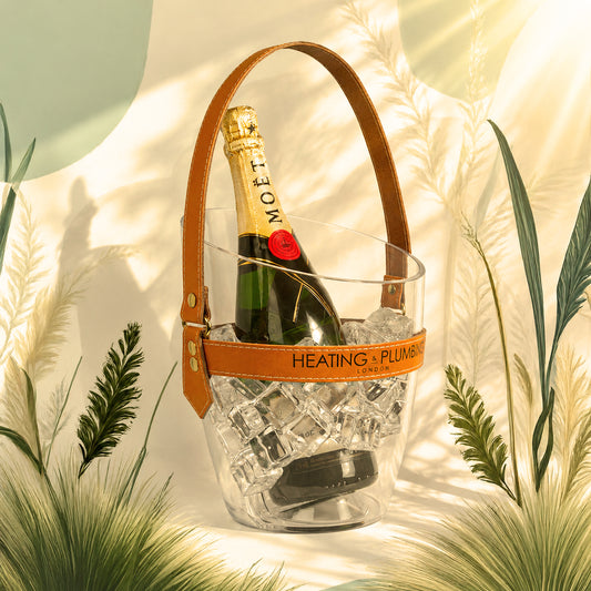 "Happy Go Sparkly" Champagne Bucket - Orange Leather Strap