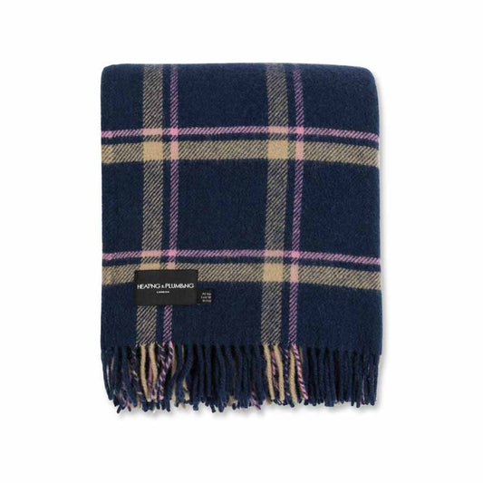 Evening Tales - Pure New Wool Blanket - Checkmate Navy