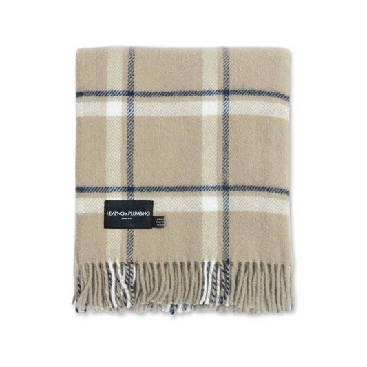 Evening Tales - Pure New Wool Blanket - Checkmate Latte