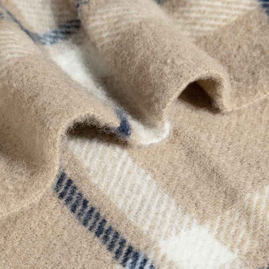 Evening Tales - Pure New Wool Blanket - Checkmate Latte