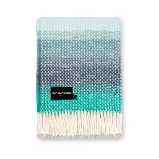 Evening Tales - Pure New Wool Blanket - Super Fluffy - Grey, Turquoise & Blue