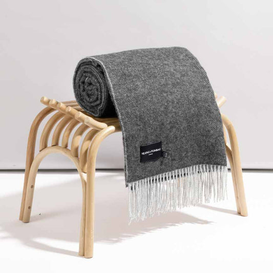 The Loft - Pure New Wool Throw - Reversible Charcoal/ Grey