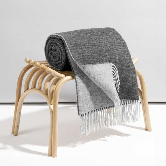 The Loft - Pure New Wool Throw - Reversible Charcoal/ Grey