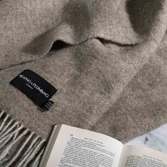 The Loft - Pure New Wool Throw - Reversible Light Taupe / Grey
