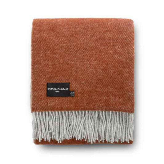 The Loft - Pure New Wool Throw - Reversible Brick / Grey