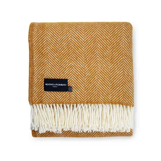 Evening Tales - Pure New Wool Blanket - Traditional Herringbone - Toffee