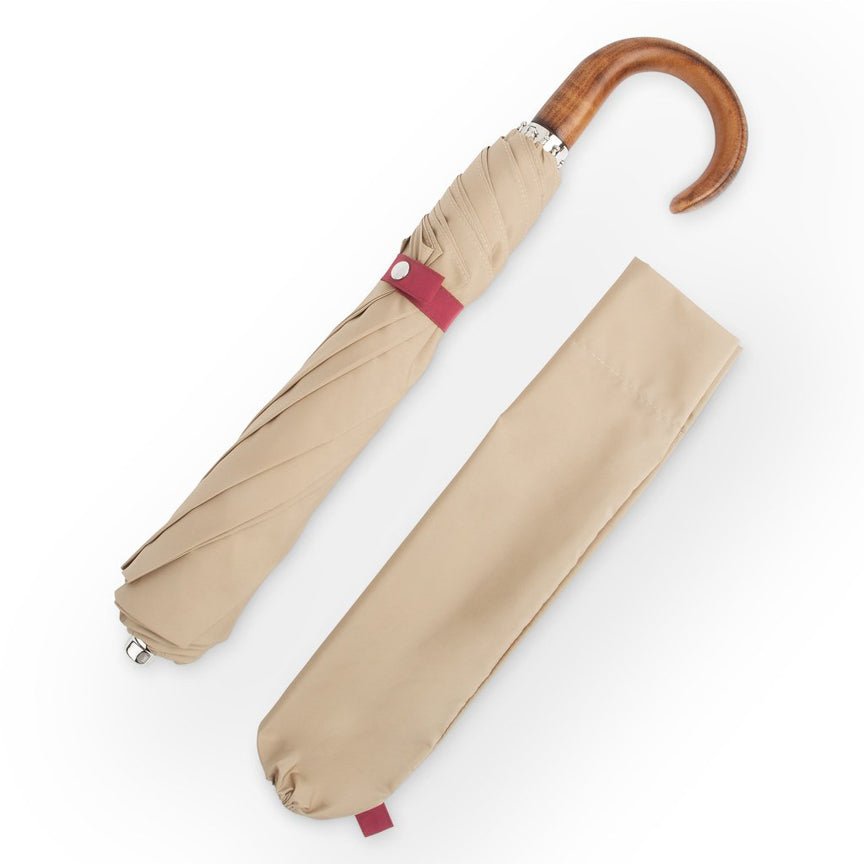 British Folding Umbrella - Sand/Burgundy - Heating & Plumbing London - British Umbrella