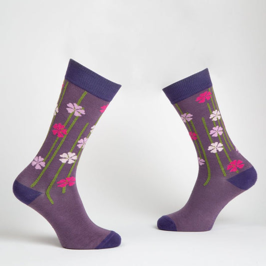 City Flower dress socks / Ultraviolet - Heating & Plumbing London - Dress Socks