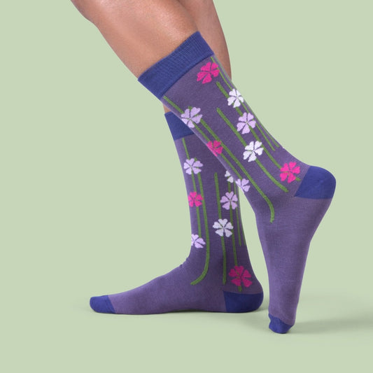 City Flower dress socks / Ultraviolet - Heating & Plumbing London - Dress Socks 1199