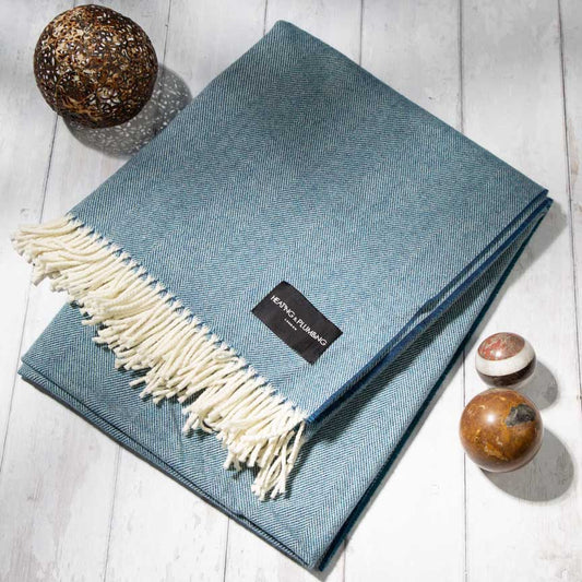 Daydreams - Merino Lambswool Throw - Sea Blue - Heating & Plumbing London - Throw