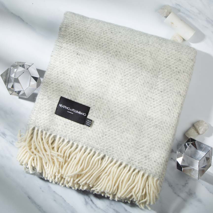 Evening Tales - Pure New Wool Blanket - Fluffy - Light Grey - Heating & Plumbing London - Throw