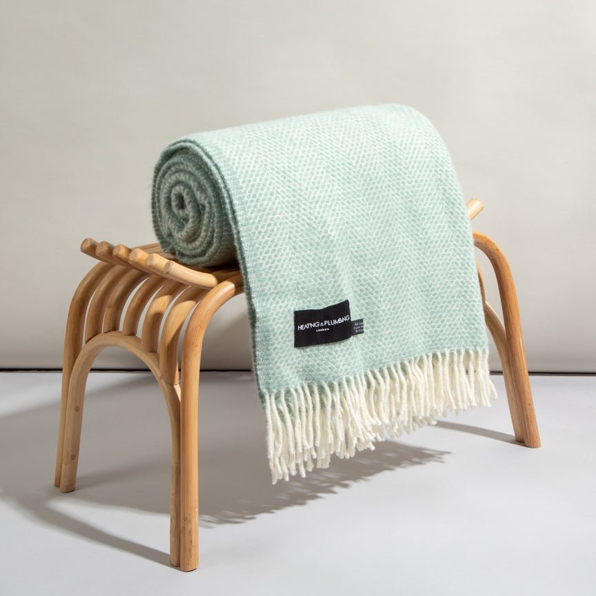 Evening Tales - Pure New Wool Blanket - Fluffy - Mint Blue - Heating & Plumbing London - Throw