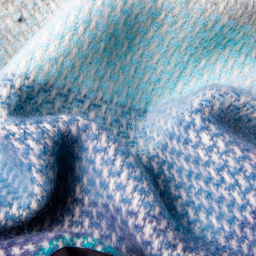 Evening Tales - Pure New Wool Blanket - Super Fluffy - Grey, Turquoise & Blue - Heating & Plumbing London - Throw