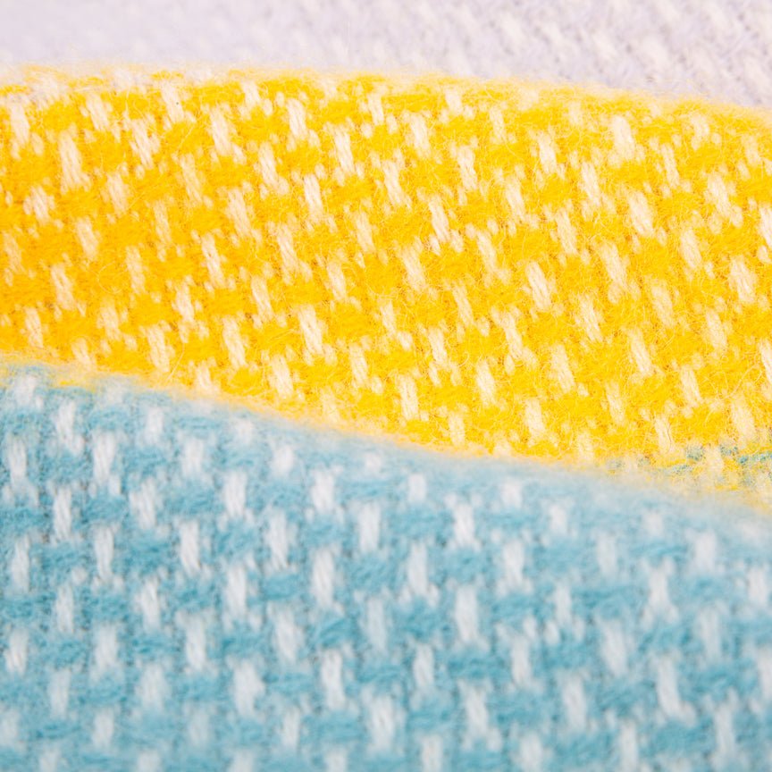 Evening Tales - Pure New Wool Blanket - Super Fluffy - Yellow, Turquoise & Grey - Heating & Plumbing London - Throw