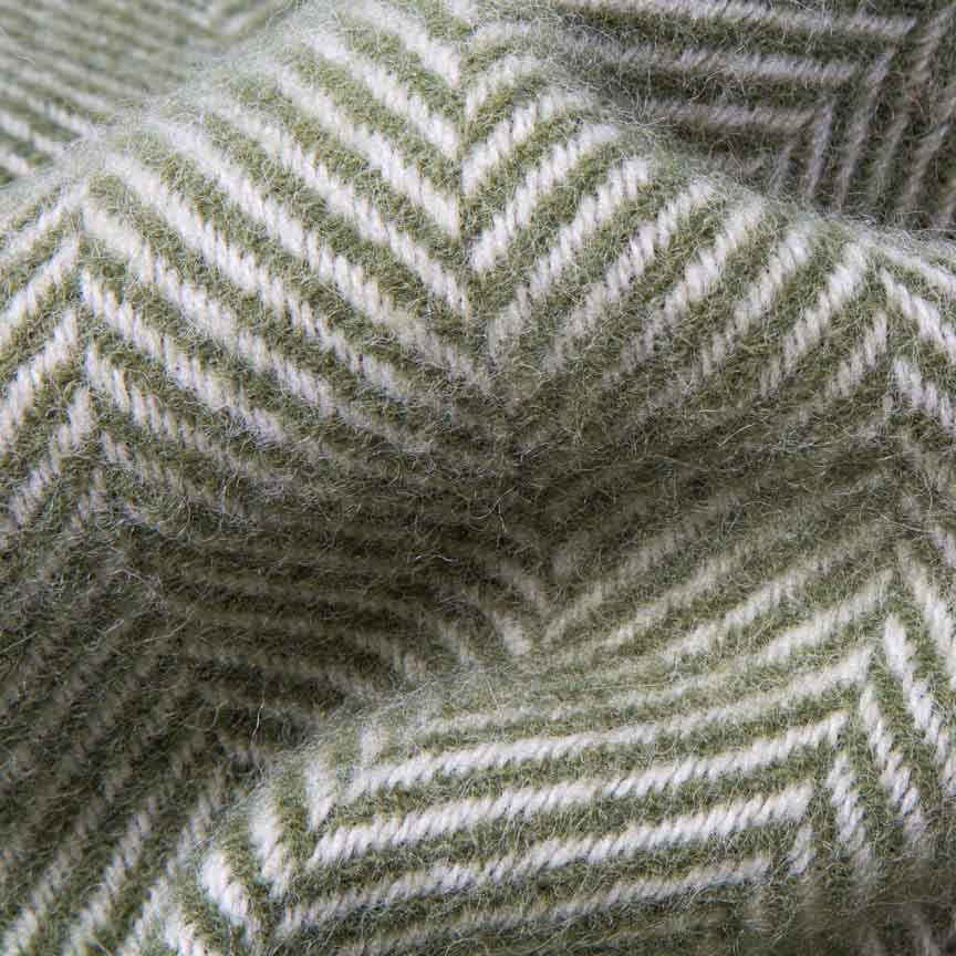 Evening Tales - Pure New Wool Blanket - Traditional Herringbone - Avocado - Heating & Plumbing London - Throw