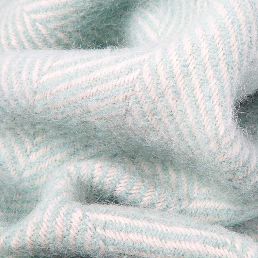 Evening Tales - Pure New Wool Blanket - Traditional Herringbone - Duck Egg - Heating & Plumbing London - Throw