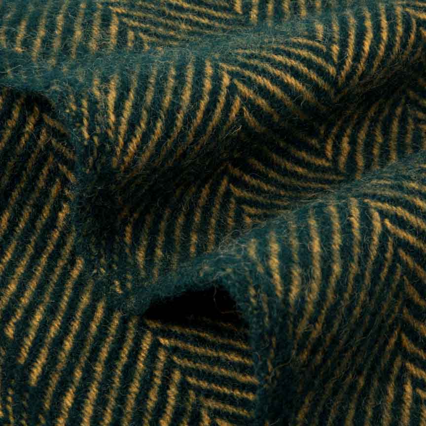 Evening Tales - Pure New Wool Blanket - Traditional Herringbone - Racing Green & Toffee - Heating & Plumbing London - Throw