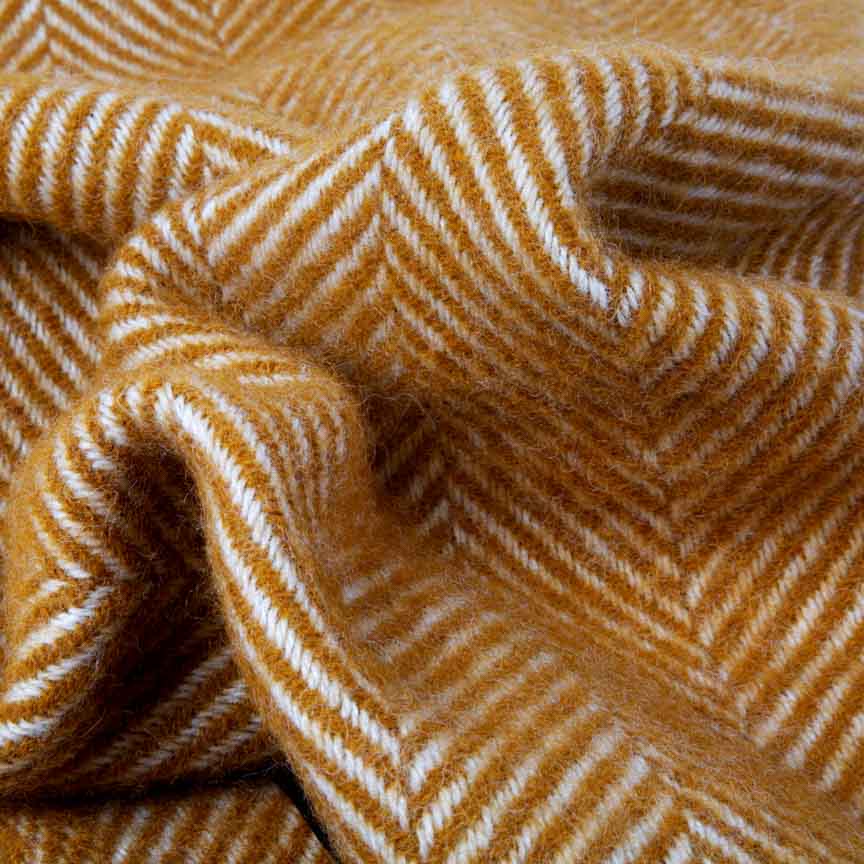 Evening Tales - Pure New Wool Blanket - Traditional Herringbone - Toffee - Heating & Plumbing London - Throw