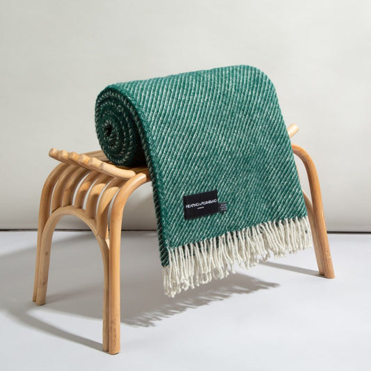 Evening Tales - Soft Pure New Wool Blanket - Contemporary Weave - Deep Sea Green - Heating & Plumbing London - Throw 864