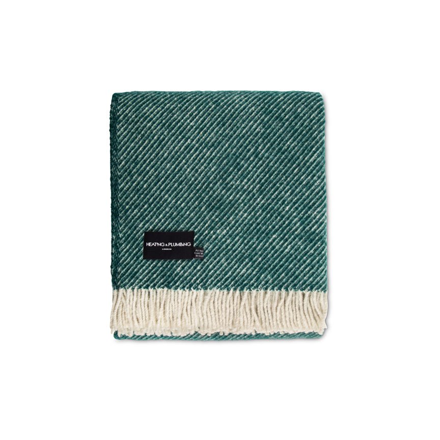 Evening Tales - Soft Pure New Wool Blanket - Contemporary Weave - Deep Sea Green - Heating & Plumbing London - Throw