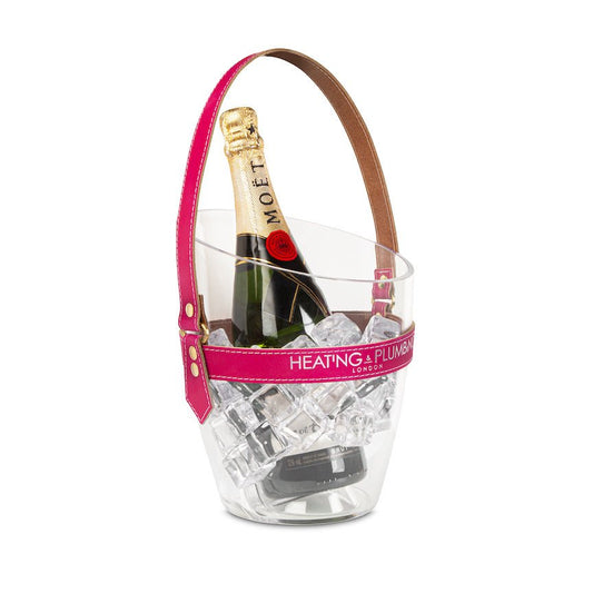 "Happy Go Sparkly" Champagne Bucket - Fuchsia Leather Strap - Heating & Plumbing London -  864