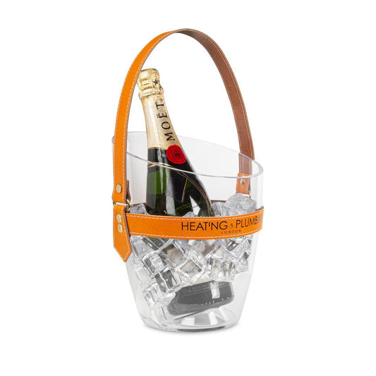 "Happy Go Sparkly" Champagne Bucket - Orange Leather Strap - Heating & Plumbing London - 