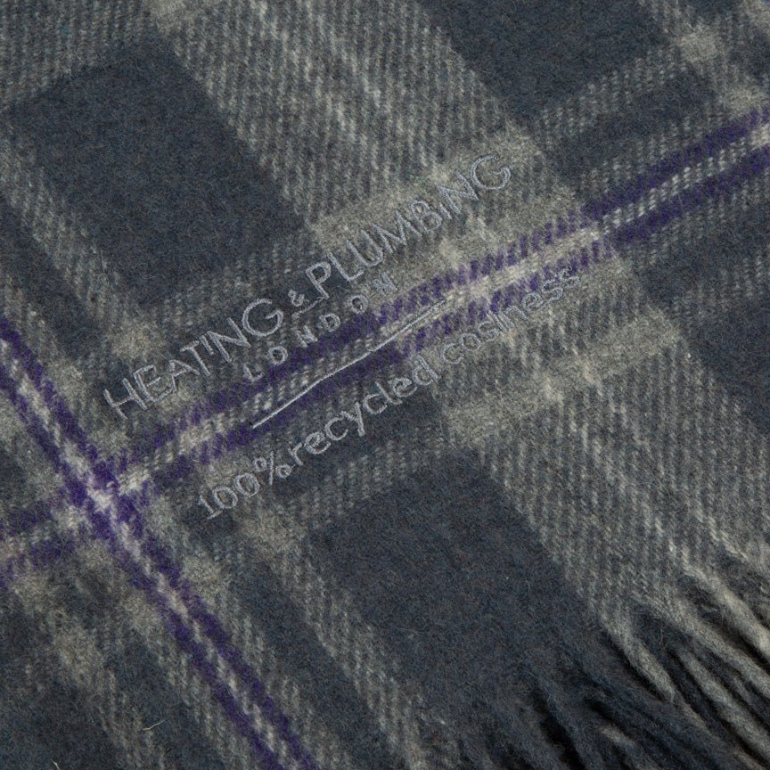 Highland Dreams - Recycled Wool Blanket - Persevere Flint Grey Tartan - Heating & Plumbing London - Throw