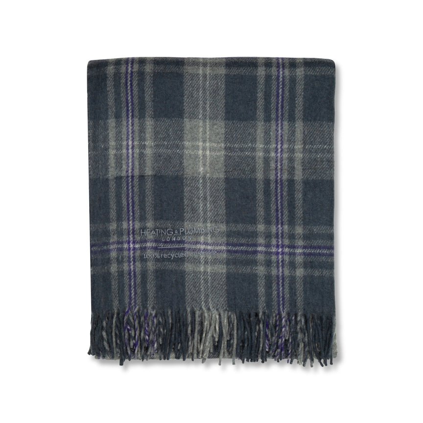 Highland Dreams - Recycled Wool Blanket - Persevere Flint Grey Tartan - Heating & Plumbing London - Throw