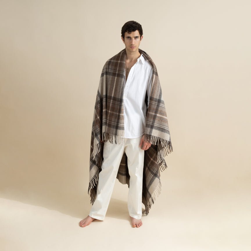 Highland Dreams - Recycled Wool Blanket - Stewart Natural Dress Tartan - Heating & Plumbing London - Throw