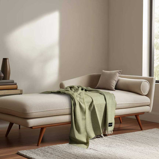 Daydreams - Merino Lambswool Throw - Sage 864
