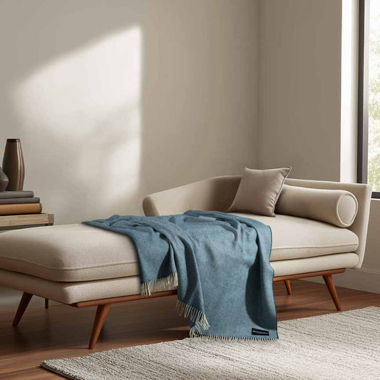 Daydreams - Merino Lambswool Throw - Sea Blue 864