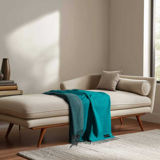 Daydreams - Merino Lambswool Throw - Deep Sea Green 864