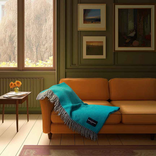 Daydreams - Merino Lambswool Throw - Deep Sea Green