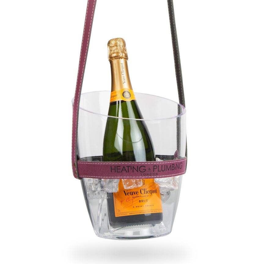 "Keep Your Cool" Champagne Bucket - Purple Leather strap - Heating & Plumbing London - 