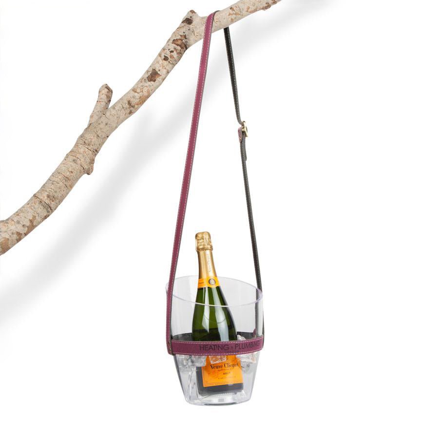 "Keep Your Cool" Champagne Bucket - Purple Leather strap - Heating & Plumbing London - 