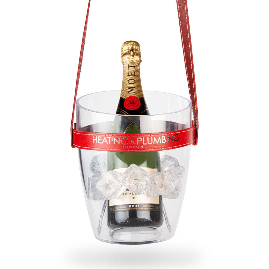 "Keep Your Cool" Champagne Bucket - Red Leather Strap - Heating & Plumbing London - 