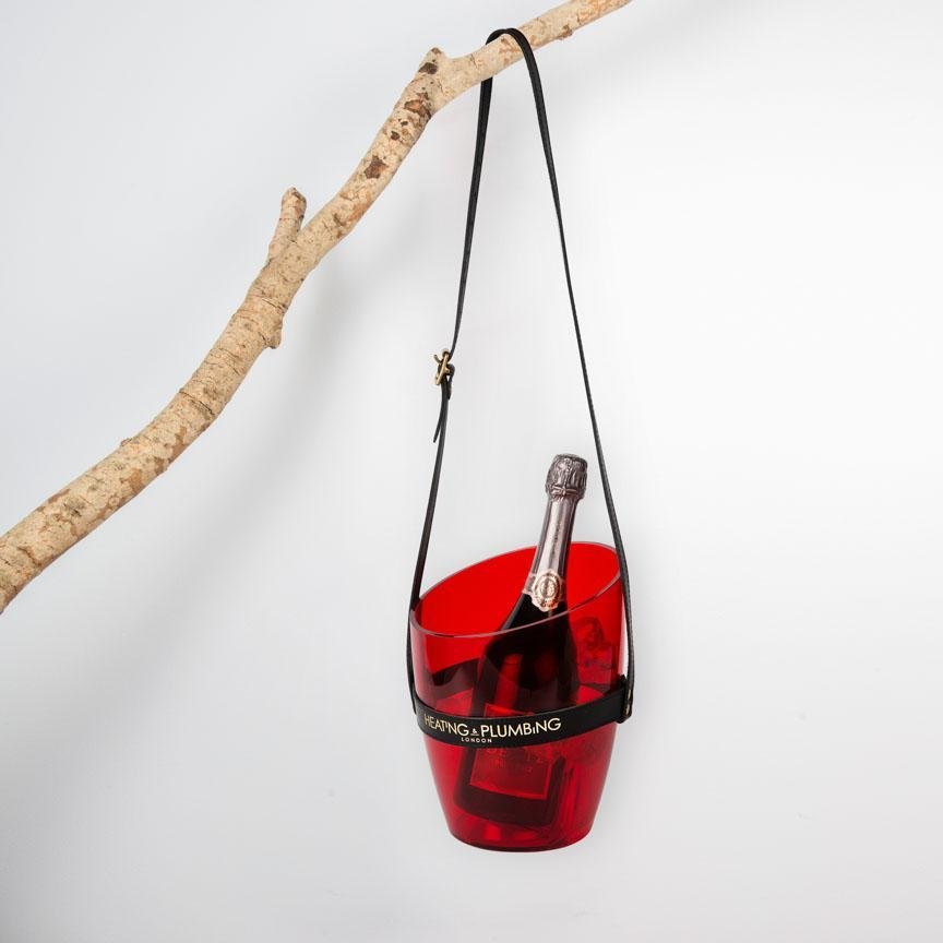 "Keep Your Cool" Champagne Bucket - Transparent Red - Heating & Plumbing London - 