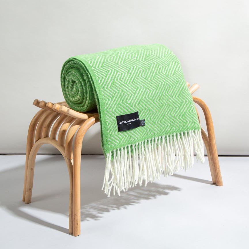 Lollypop - Pure New Wool Blanket - Green - Heating & Plumbing London - Throw