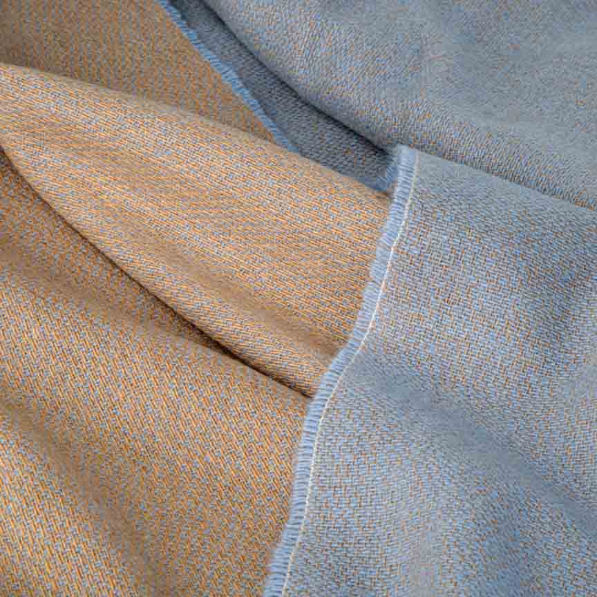 Love Stories - 100% Cashmere Blanket - Baby Blue & Light Brown - Reversible - Heating & Plumbing London - Throw