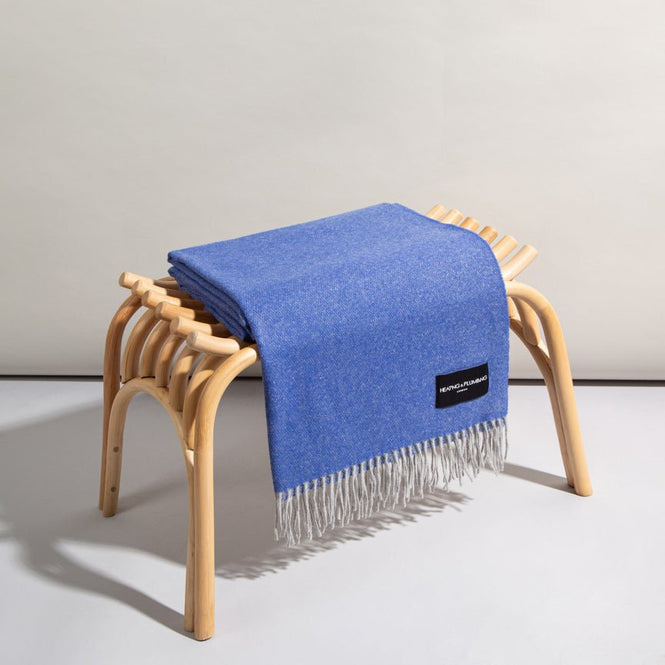Love Stories - 100% Cashmere Blanket - Baby Blue & Light Brown - Reversible