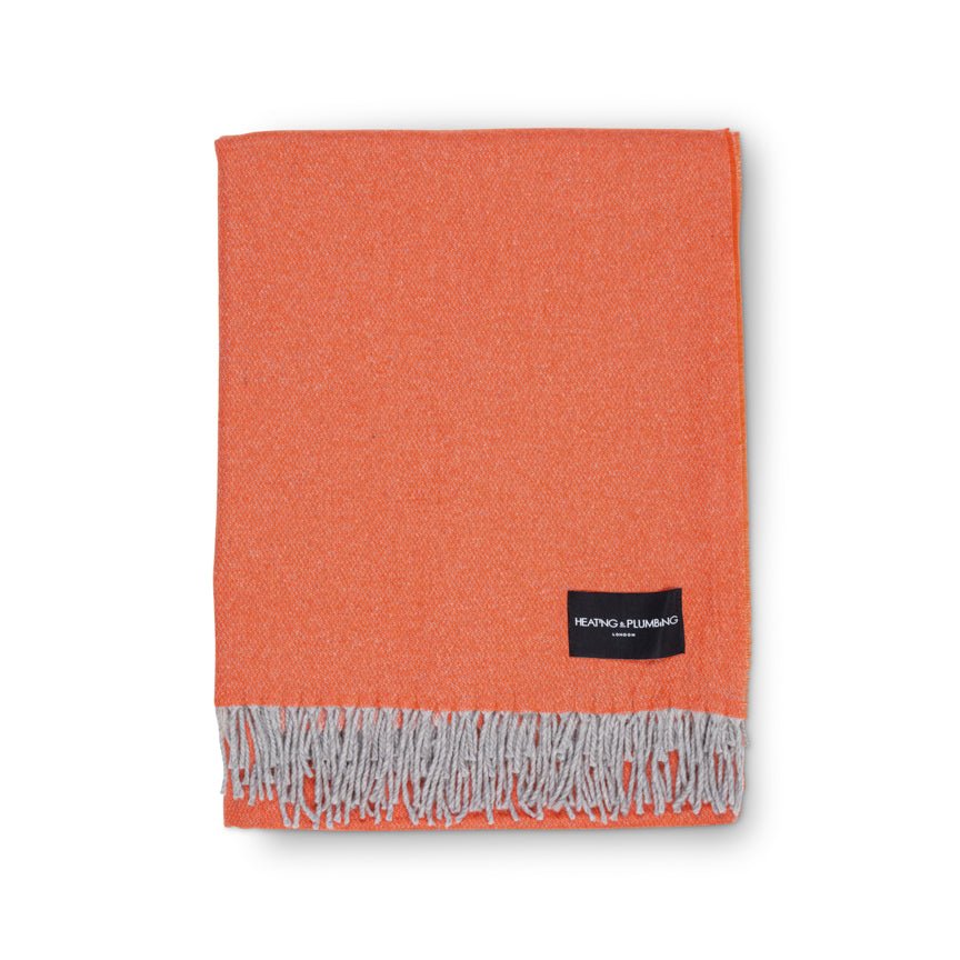 Love Stories - 100% Cashmere Blanket - Tangerine - Heating & Plumbing London - Throw