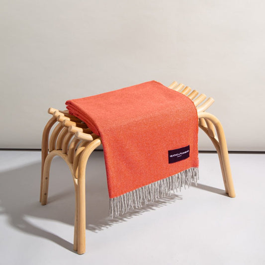 Love Stories - 100% Cashmere Blanket - Tangerine - Heating & Plumbing London - Throw