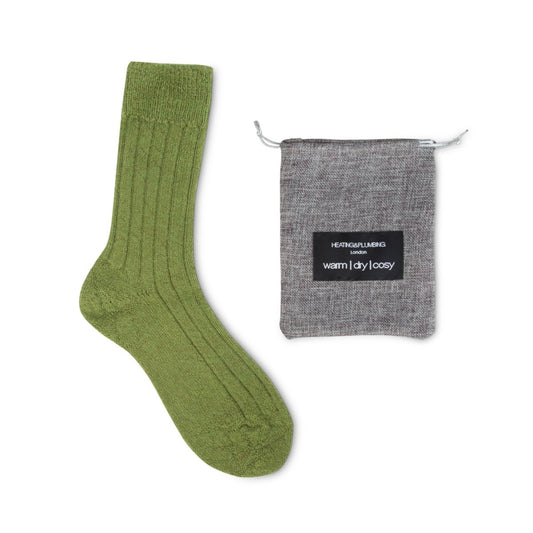 Luxury lounge socks in British alpaca - Green - Heating & Plumbing London - Alpaca Bed Socks