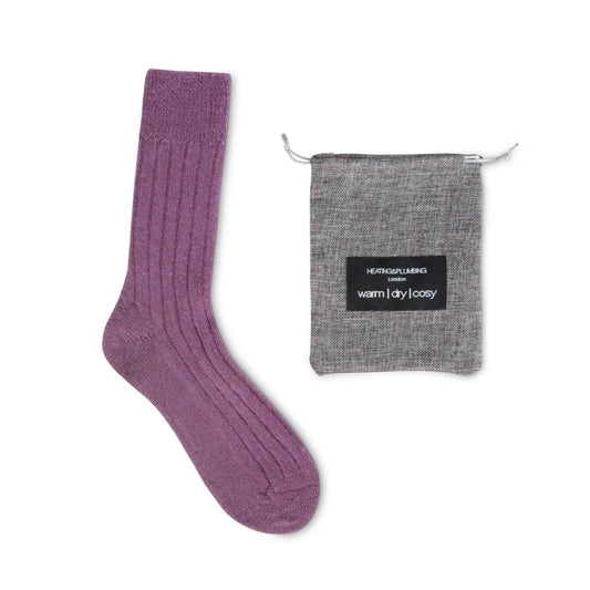 Luxury lounge socks in British alpaca - Plum - Heating & Plumbing London - Alpaca Bed Socks