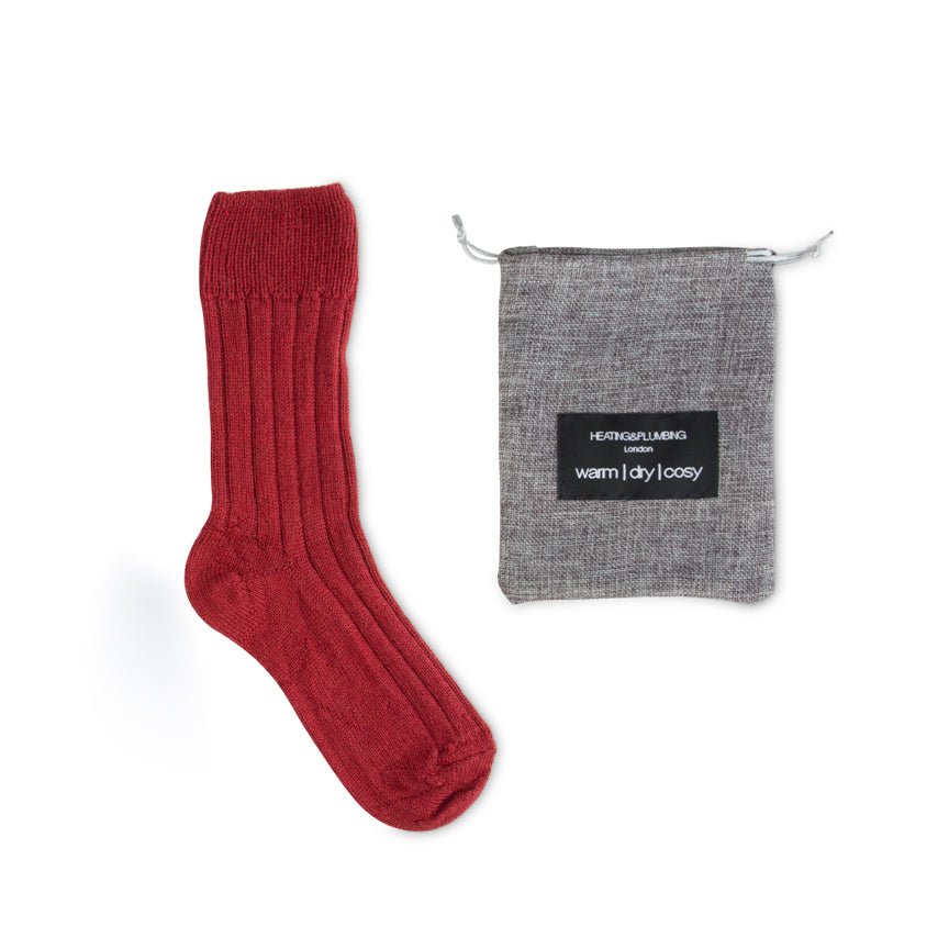 Luxury lounge socks in British alpaca - Wine - Heating & Plumbing London - Alpaca Bed Socks