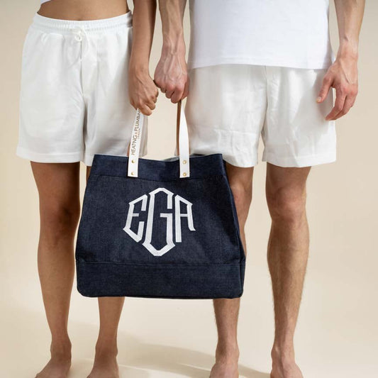 Personalised Initial Denim Tote Bag - Heating & Plumbing London - 