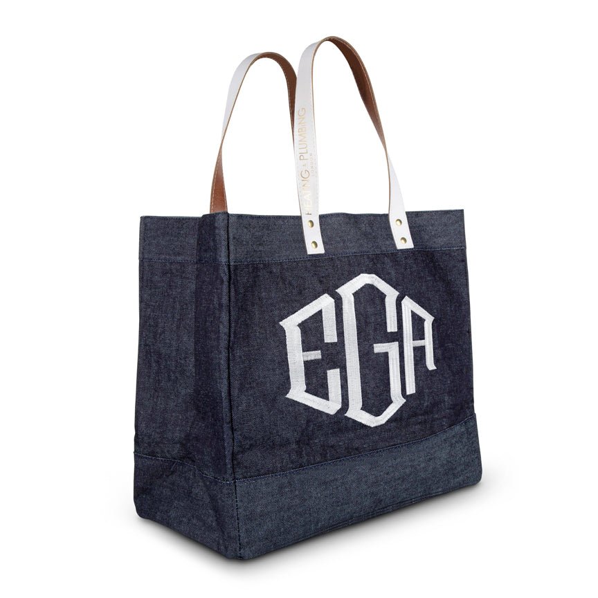 Personalised Initial Denim Tote Bag - Heating & Plumbing London - 