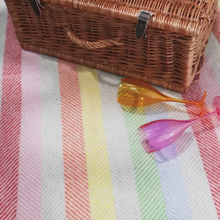 Pure new wool picnic blanket -  Rainbow